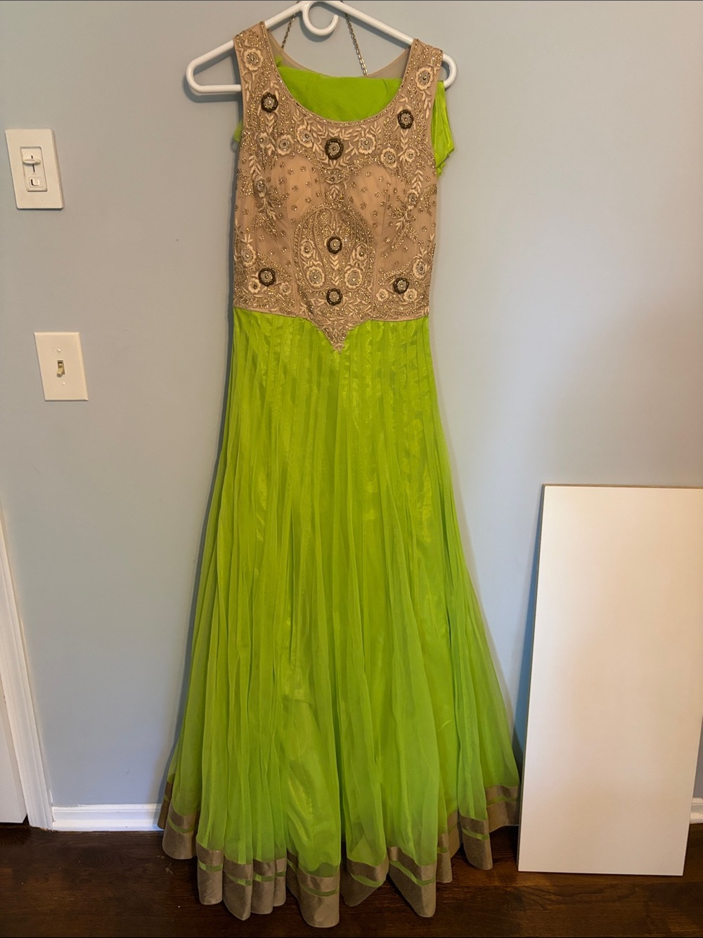 Embroidered Green and Gold Women's Anarkali